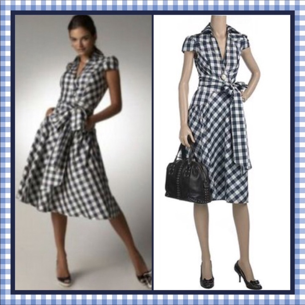 Dvf Clarence gingham taffeta dress size 6